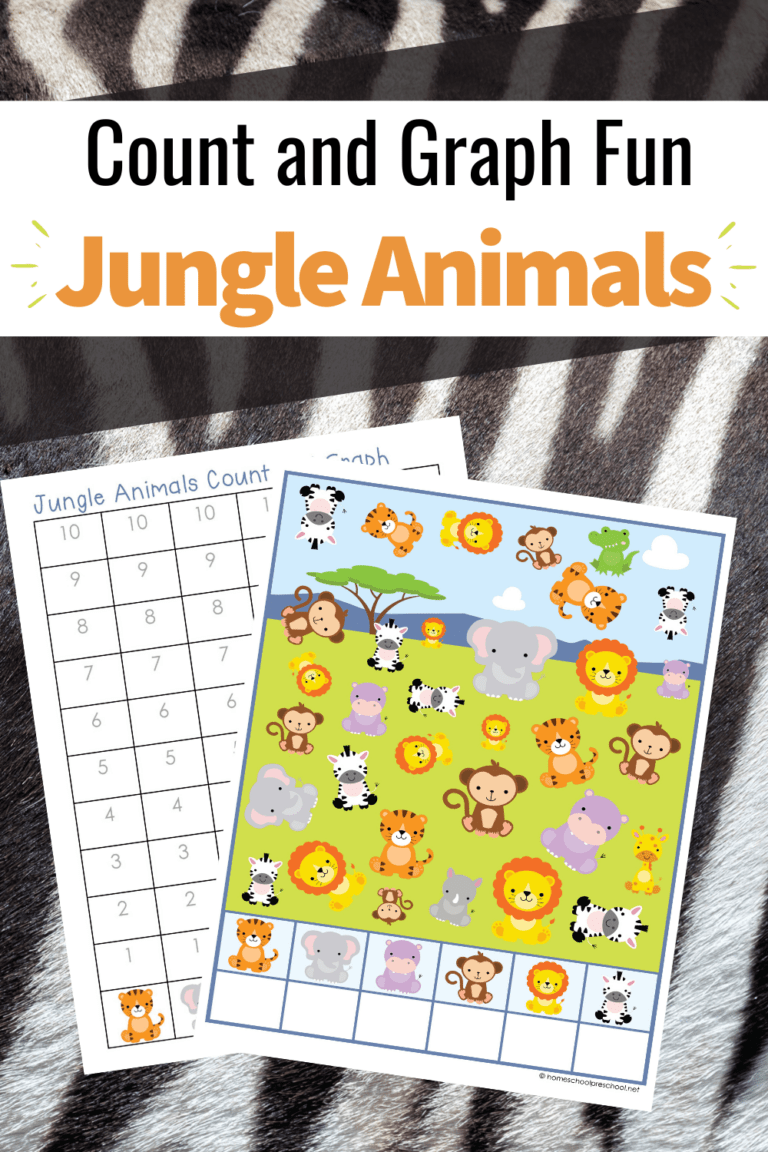 Jungle Animals Count and Graph Worksheets
