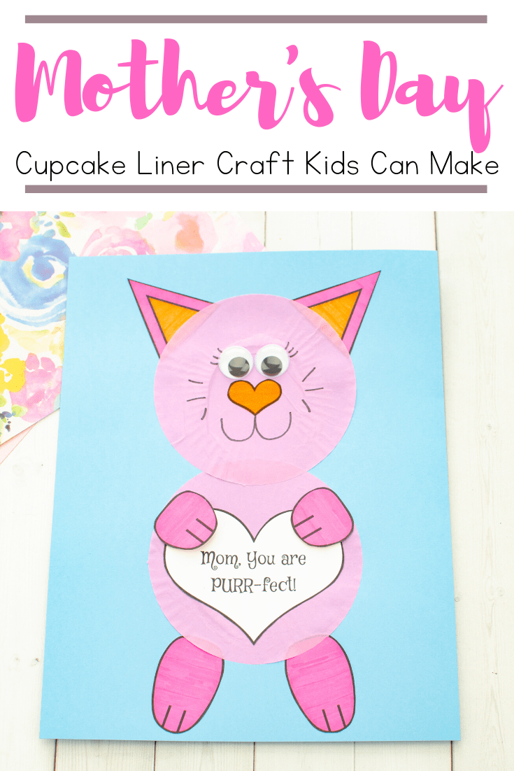 Moms will adore this cupcake liner Mother's Day craft for preschool kiddos to make. The free printable template makes it so easy to create!