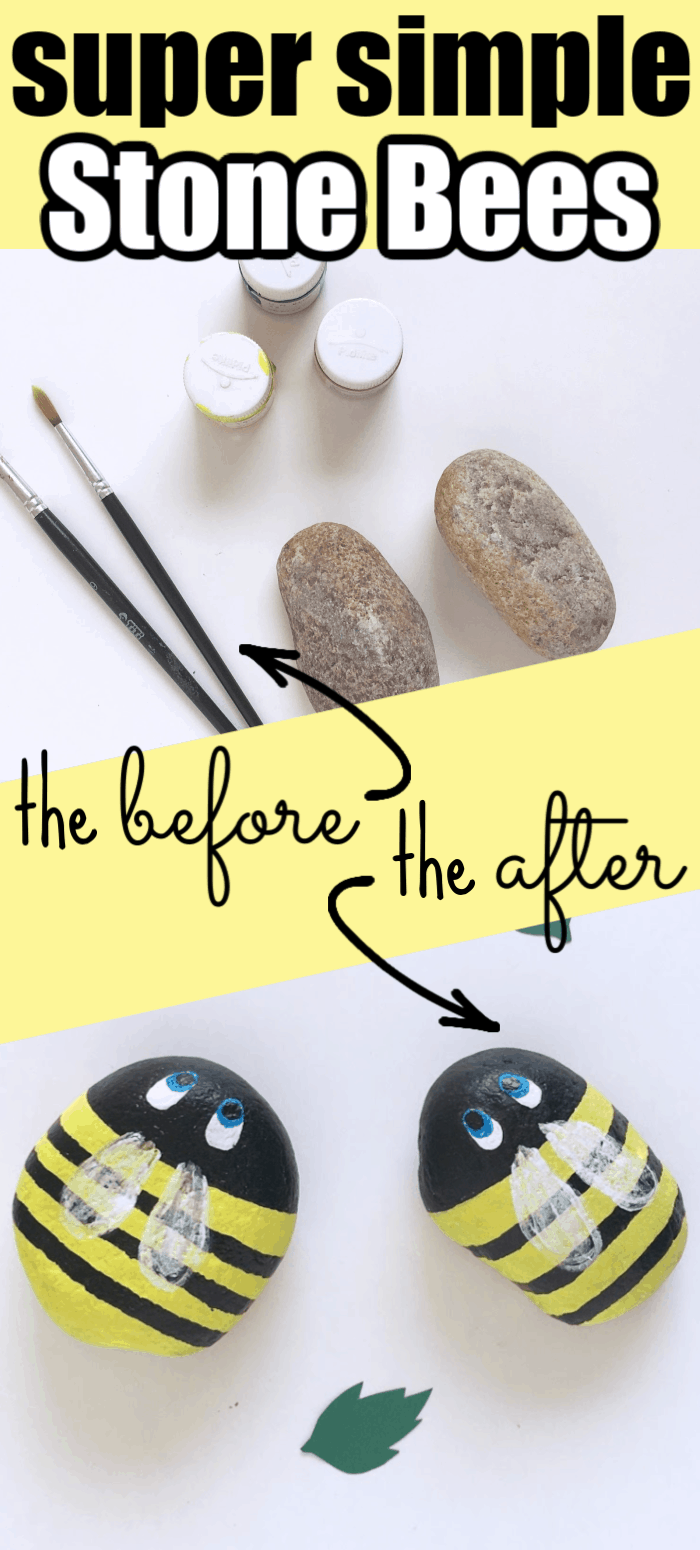 stone-bees-1 Painted Rocks Easy Bee Craft