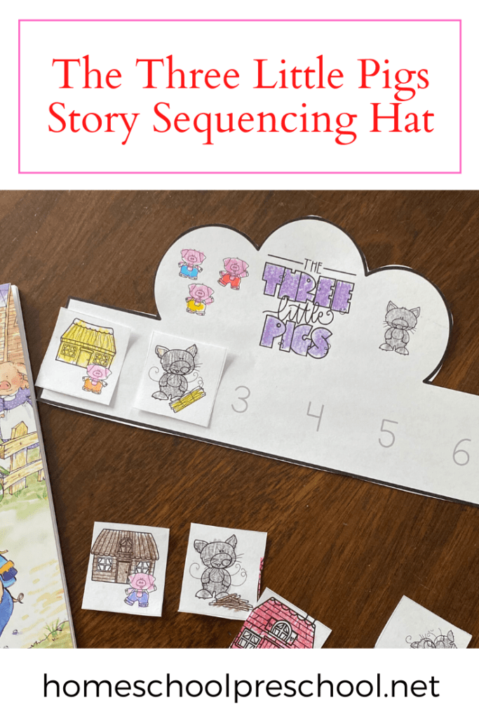 When your kids make a Three Little Pigs sequencing crown, they’ll put events from the story in order as they make a paper crown they can wear.