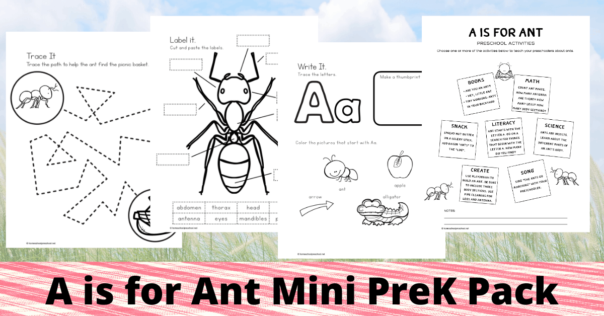 Free A is for Ant Preschool Printables