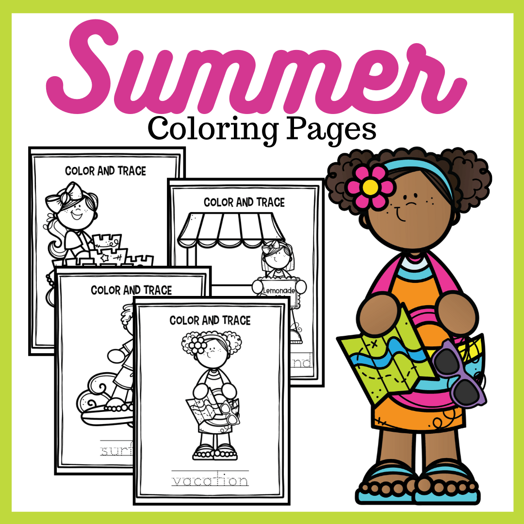 These summer coloring pages are perfect for preschoolers! They can color the pictures and practice their writing skills at the same time.
