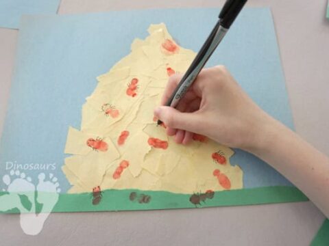 Image for Torn Paper Ant Hills With Fingerprint Ants Craft
