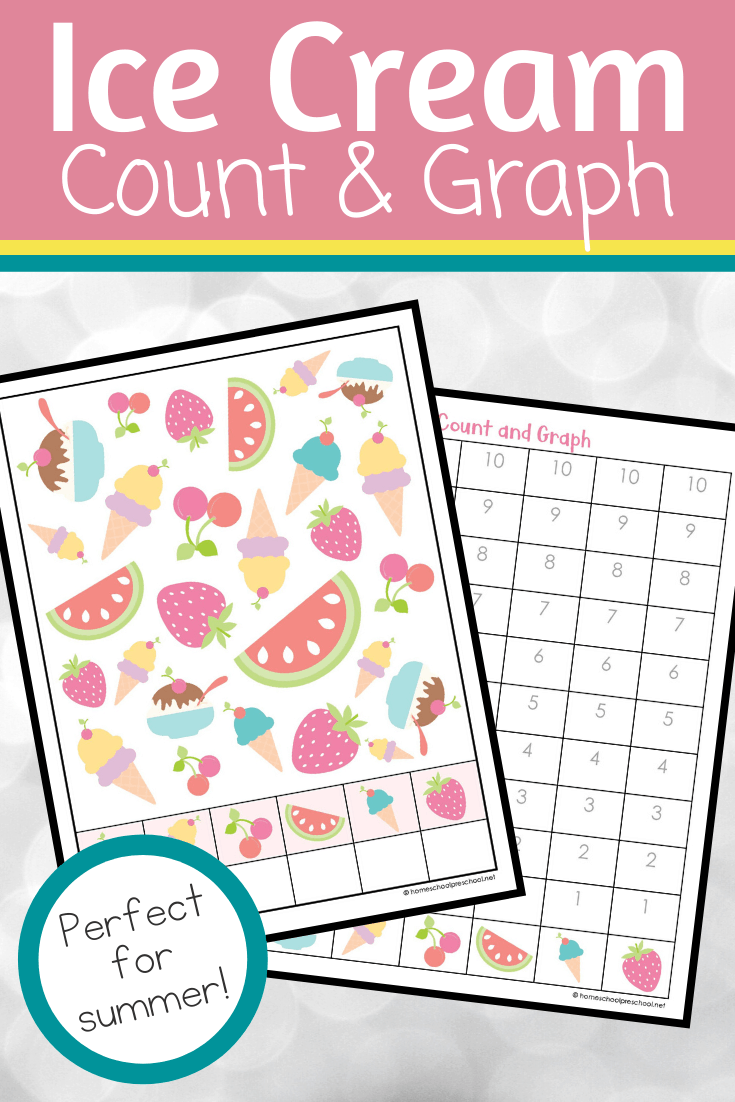 This ice cream count and graph activity pack is a great way for preschoolers to practice counting and graphing skills this summer!