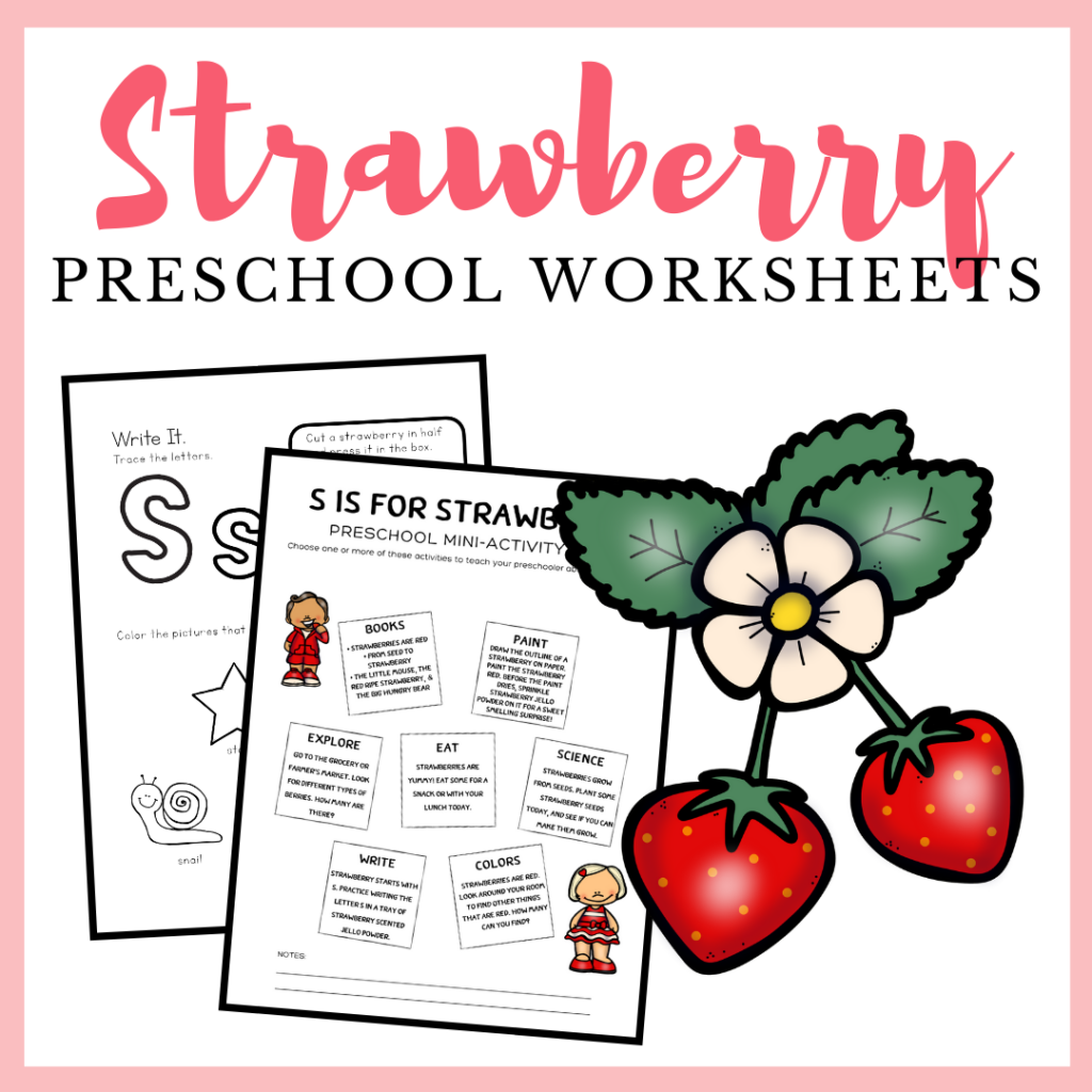 These strawberry worksheets are perfect for summer lesson plans for preschoolers. Includes science, books, art, and more!