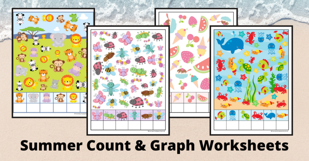 Be sure to add these fun summer count and graph worksheets to your preschool activities! They’re perfect all season long!