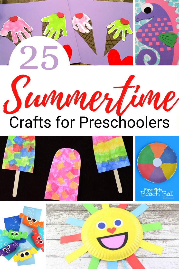 As the temperatures rise, you may need to find some indoor things for your preschoolers to do. Try one or more of these summer themed crafts!