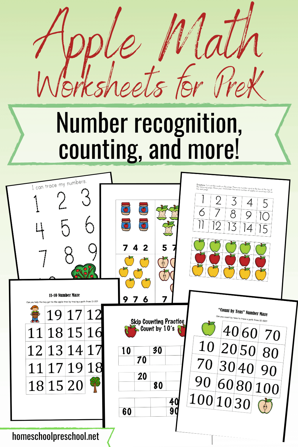 Printable Apple Math Worksheets For Preschoolers