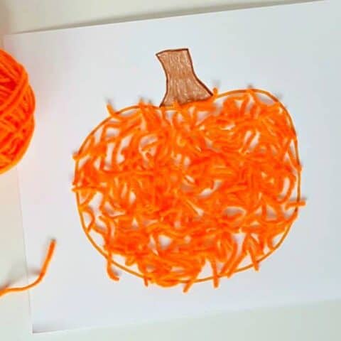 Fall-pumpkin-toddler-craft-with-orange-yarn-480x480 Pumpkin Fine Motor Activities