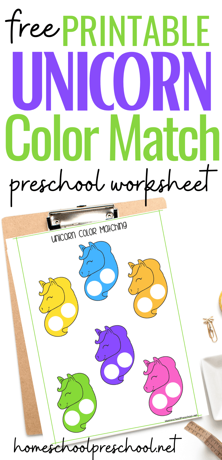 unicorn-color-match-1 Unicorn Color Matching Worksheet