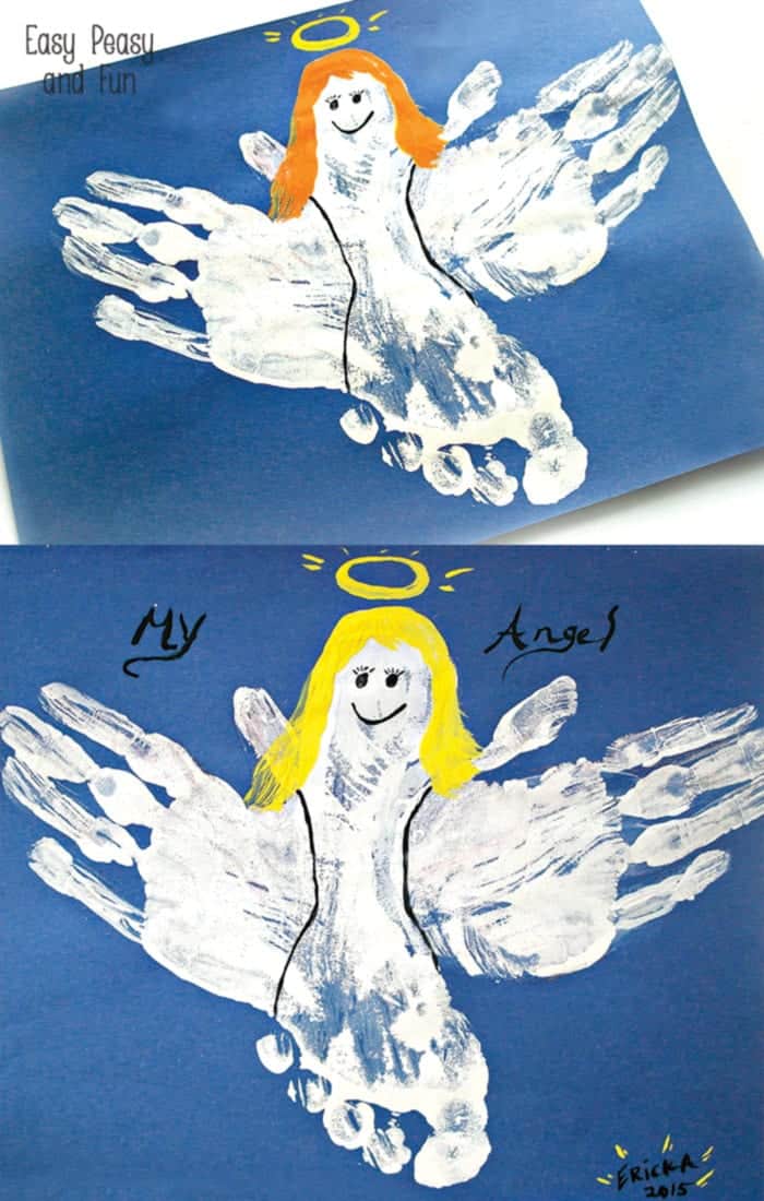 Handprint-and-Footprint-Angel-Craft-for-Kids Handprint Angels Christmas Crafts