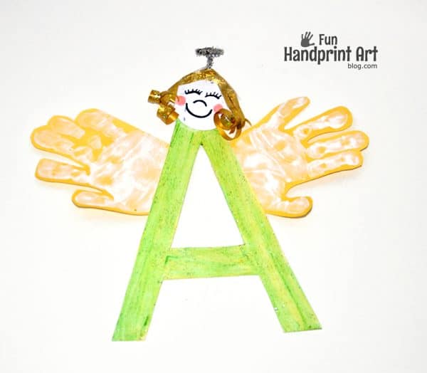 Letter-A-Handprint-Angel-Craft Handprint Angels Christmas Crafts
