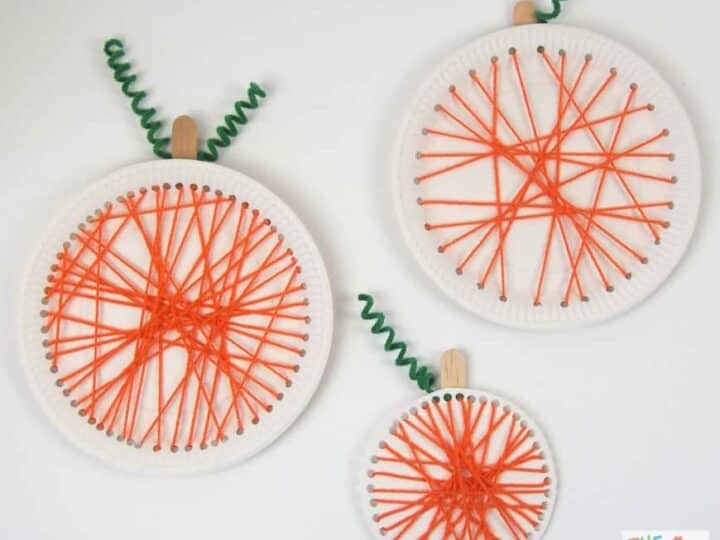 Image for Pumpkin paper plate lacing craft 