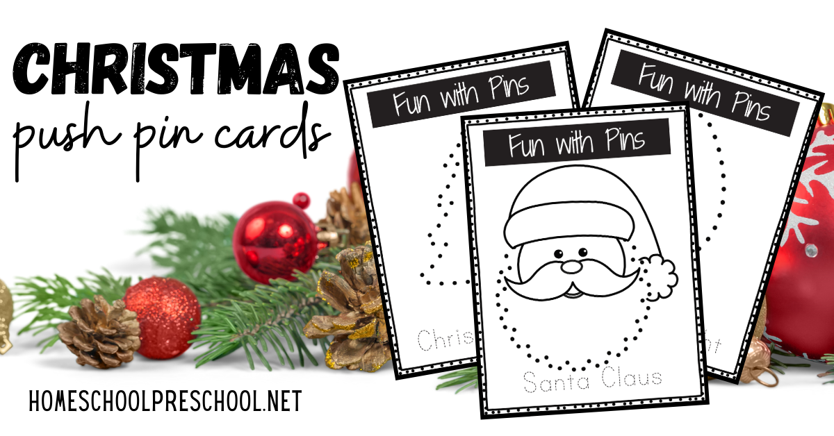 Christmas Push Pin Cards Printables for Preschoolers