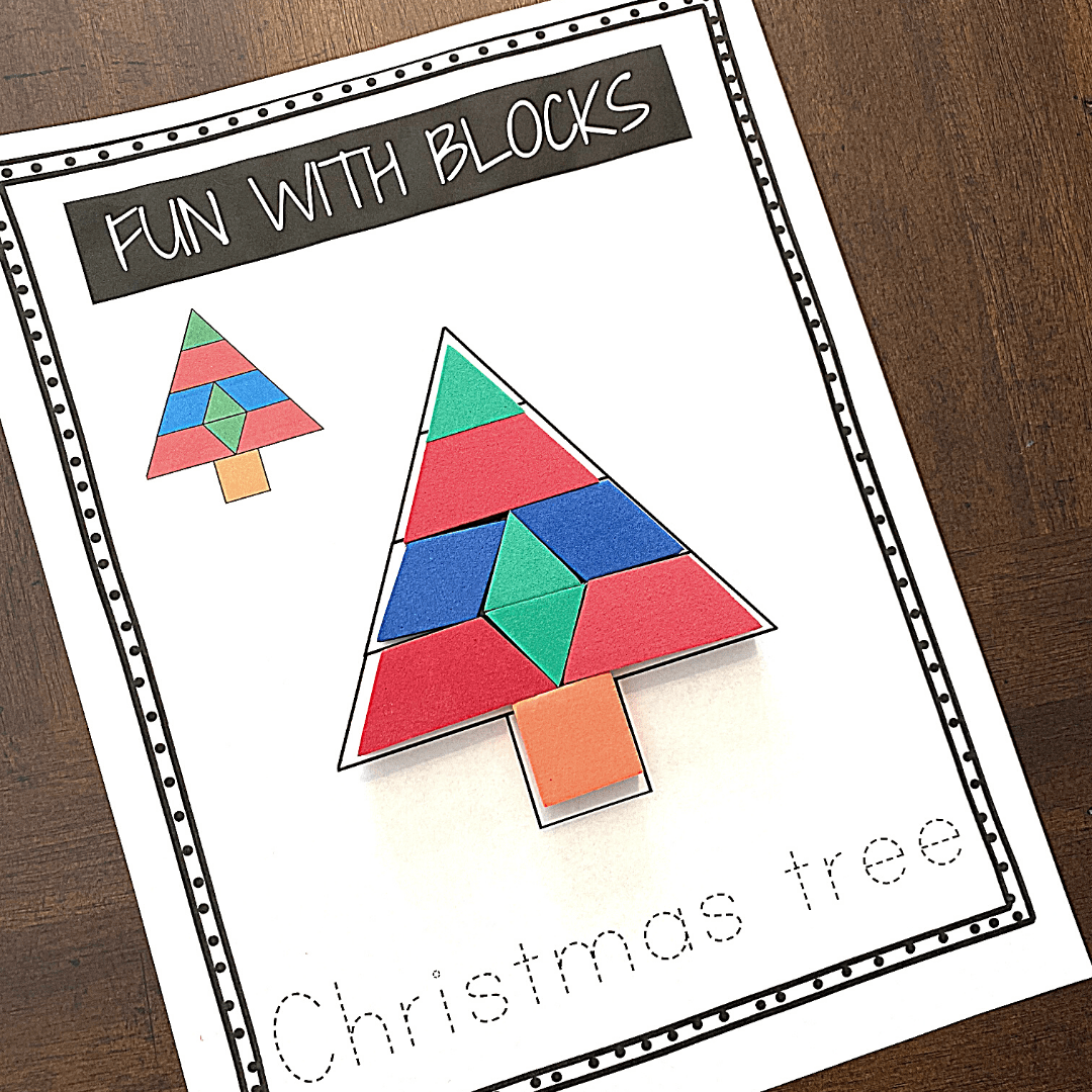 Christmas Pattern Block Printables for Preschoolers