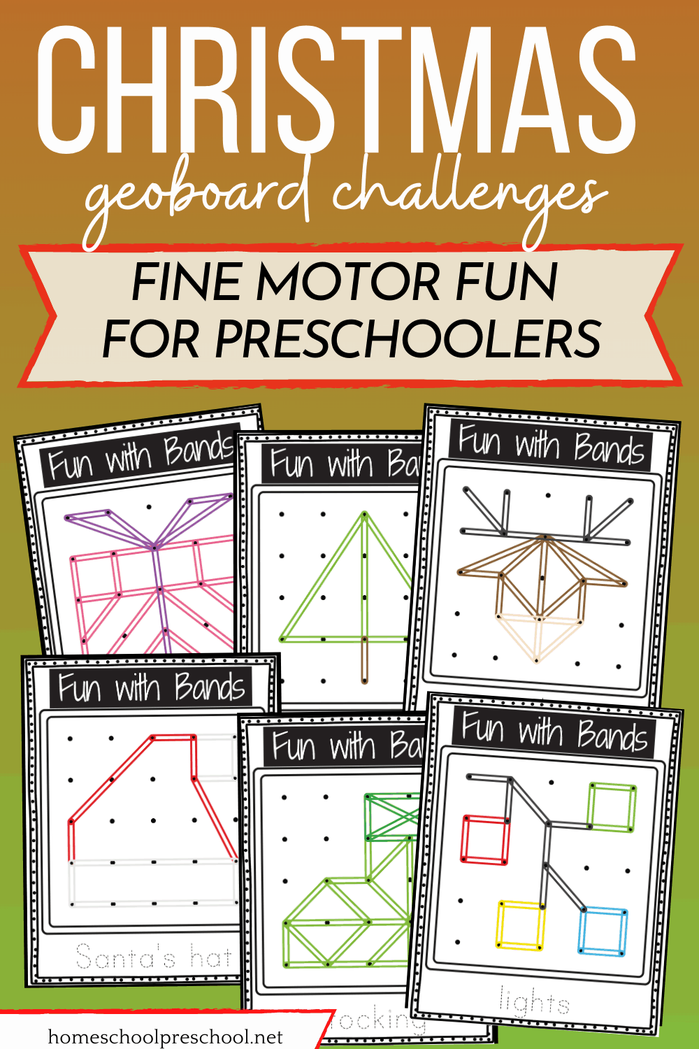 Printable Christmas Geoboard Challenges For Preschool