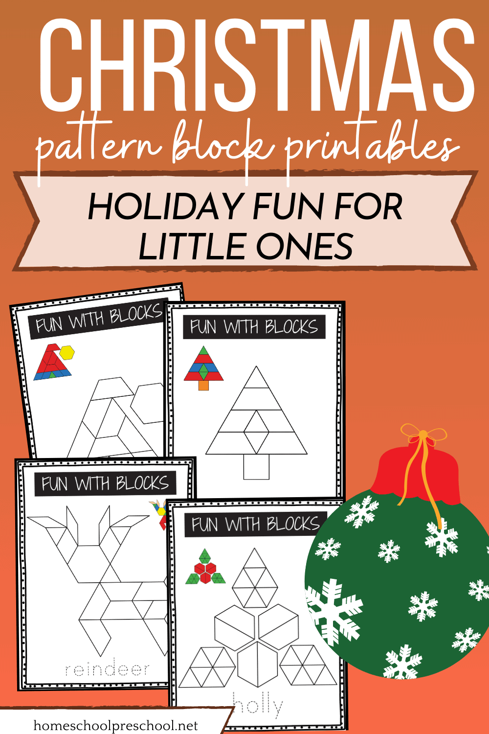 Christmas Pattern Block Printables for Preschoolers