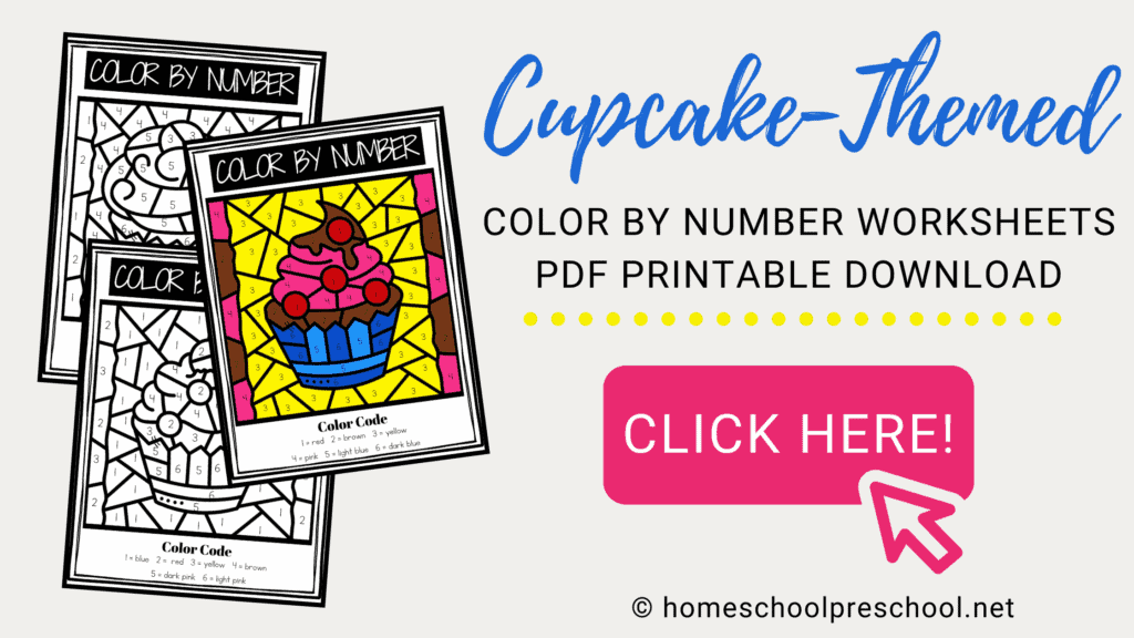 Free Cupcake Printable Color by Number Pages