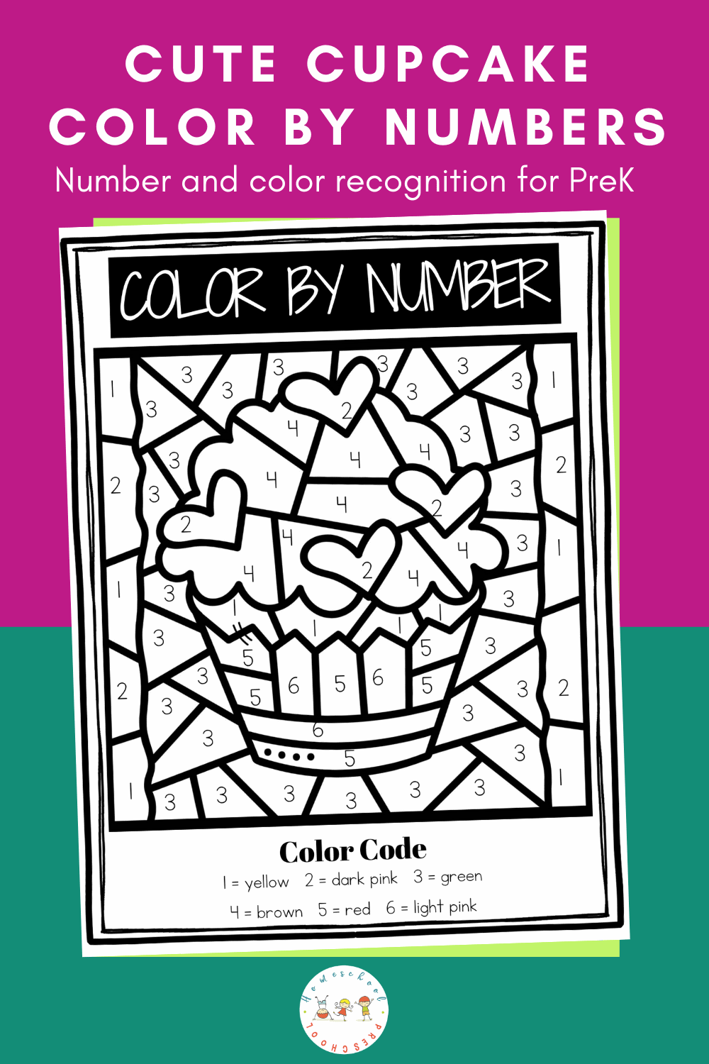 Cupcake Printable Color by Number Pages
