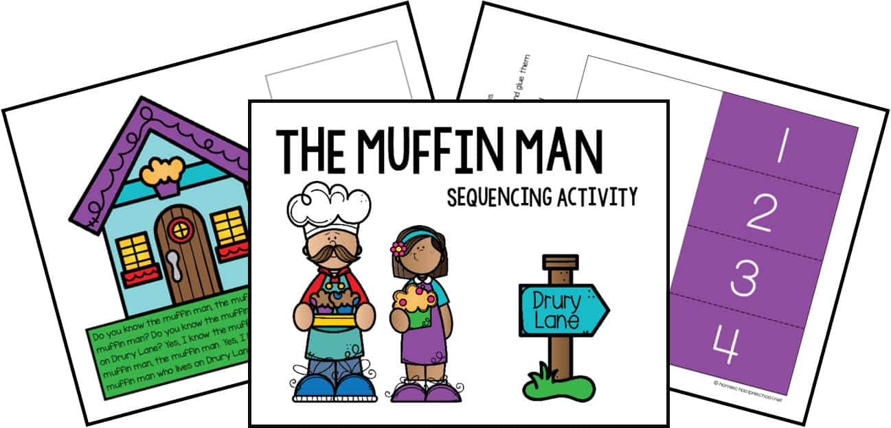 Printable Muffin Man Sequencing Activity for Preschool
