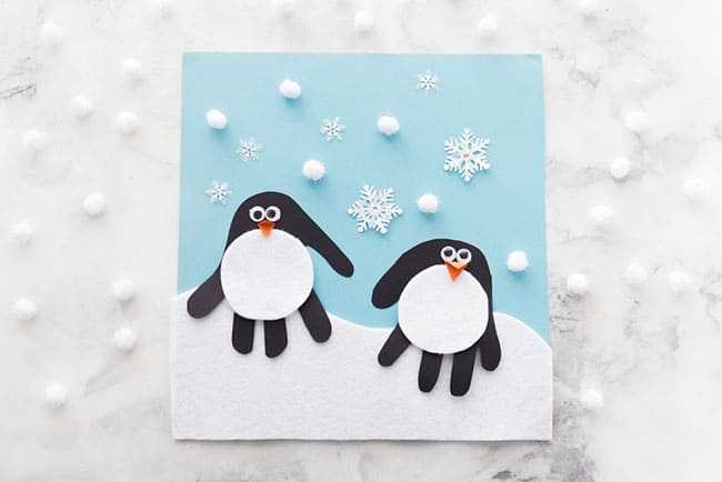 Penguin-Handprint-Cover Handprint Winter Animals Crafts