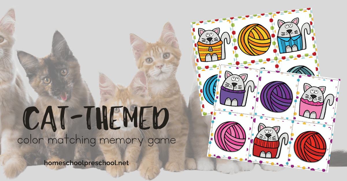 Printable Cat Color Matching Activities for Preschoolers