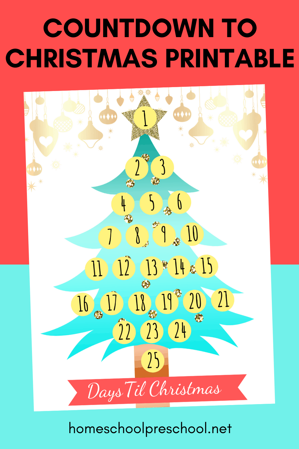 Printable Countdown to Christmas Template for Kids