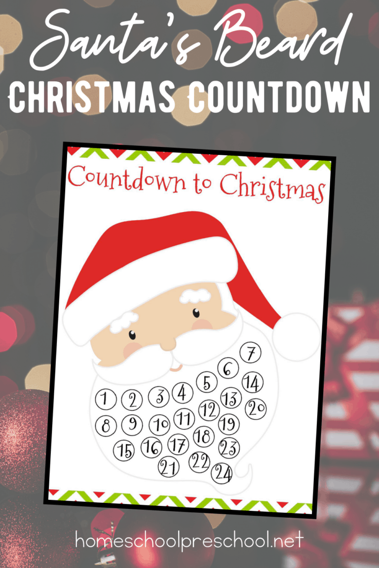 Free Printable Santa Beard Countdown