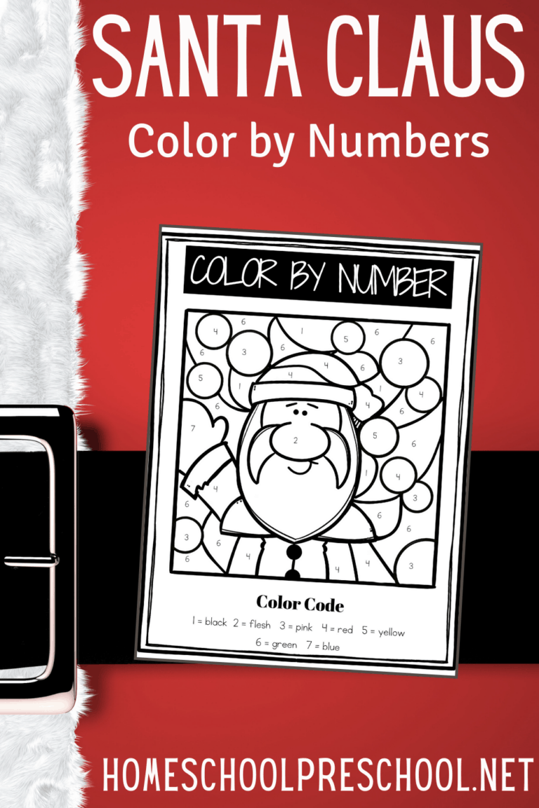 Santa Color By Number Preschool Pages