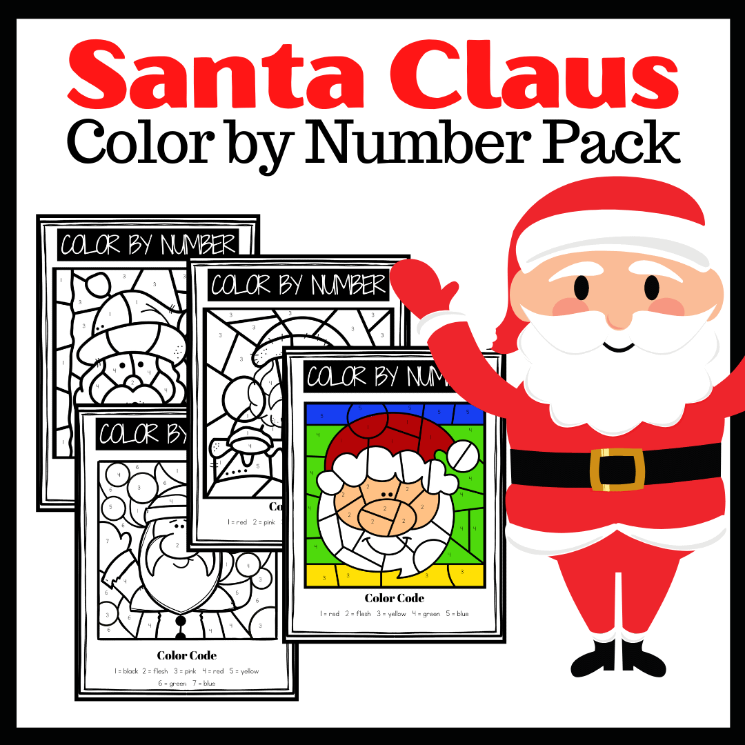 Printable Santa Color By Number Preschool Pages