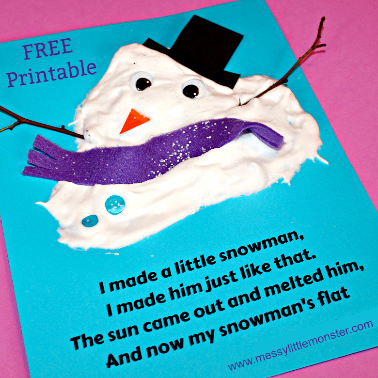 melted2Bsnowman2Bpoem2Band2Bcraft2Bfor2Bkids Snowman Printables for Preschoolers