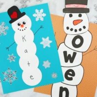 preschool-name-snowman-and-free-printable-200x200 Snowman Printables for Preschoolers