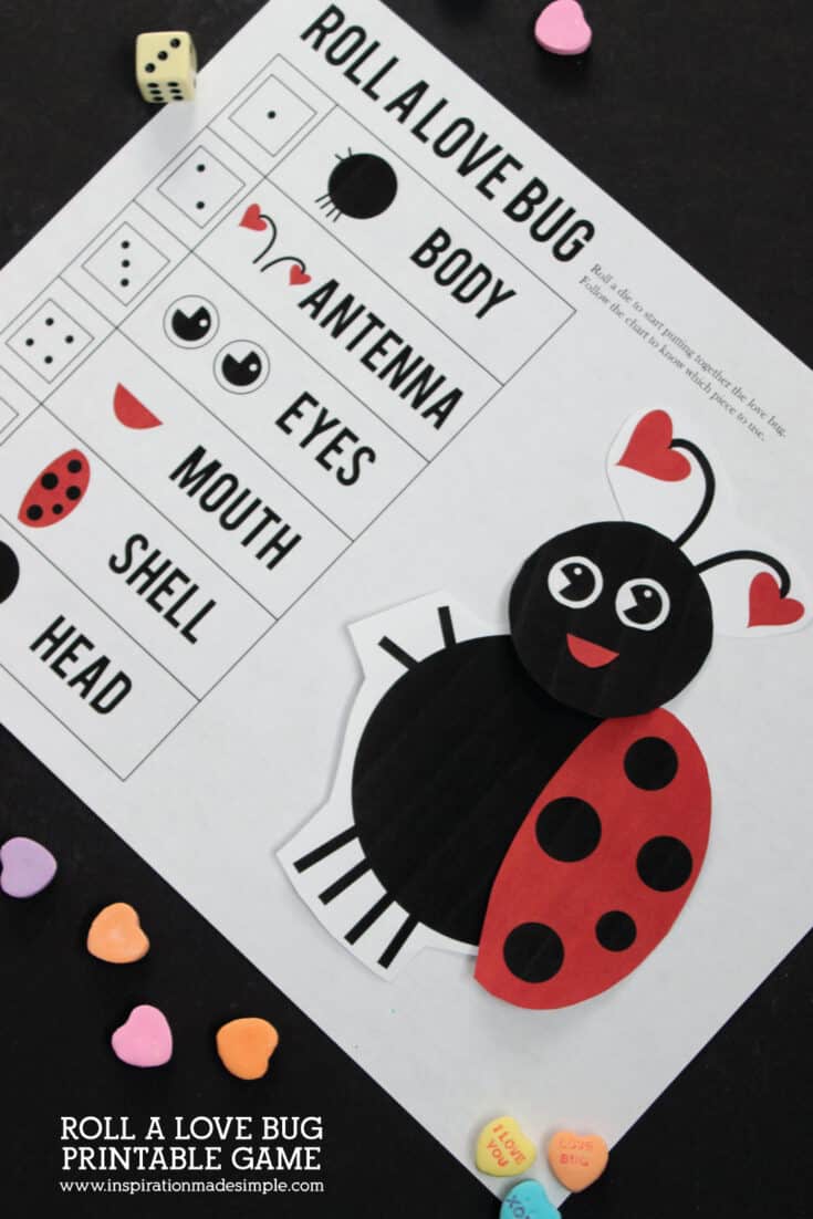 roll-a-love-bug-math-game-735x1102 Free Printable Valentine Activity Pages