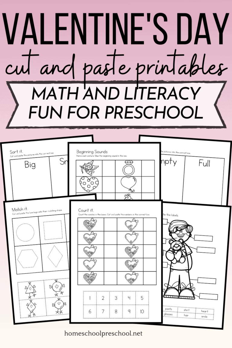 Valentine’s Day Cut and Paste Worksheets