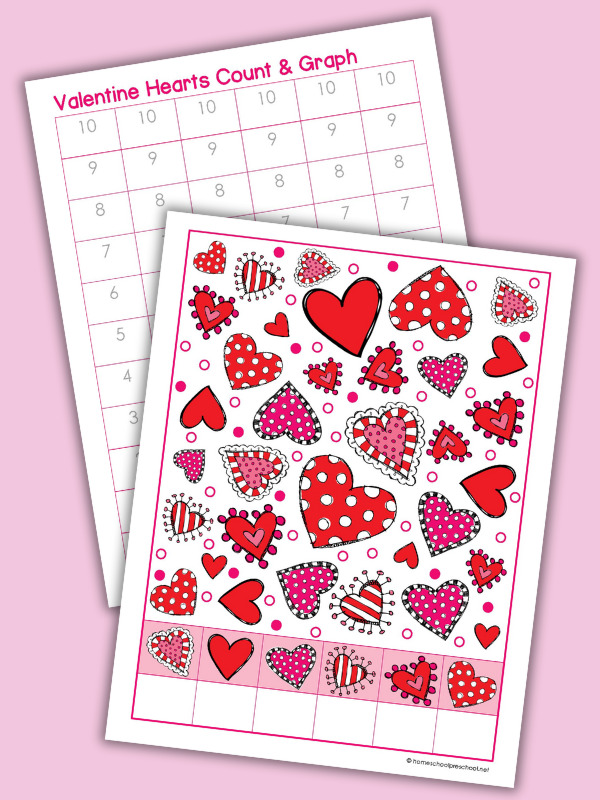 Valentine Count and Graph Worksheets