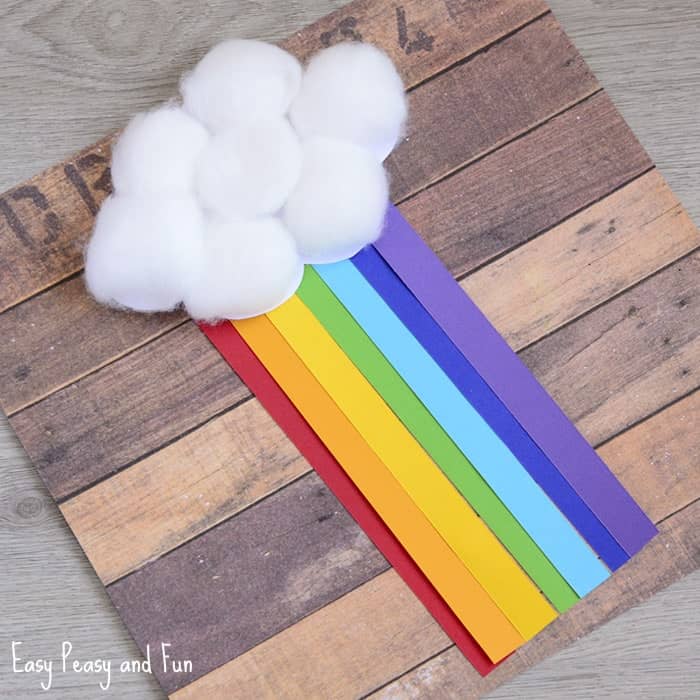 Cotton-Ball-Rainbow-Craft-for-Kids Cloud Crafts for Preschoolers