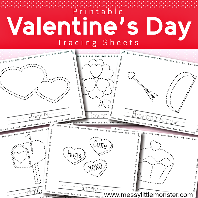 Valentines-day-tracing-sheets Free Printable Valentine Activity Pages