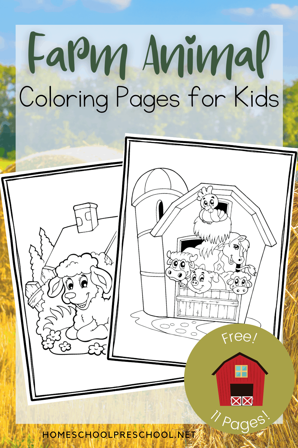 Printable Farm Animal Coloring Pages for Preschool