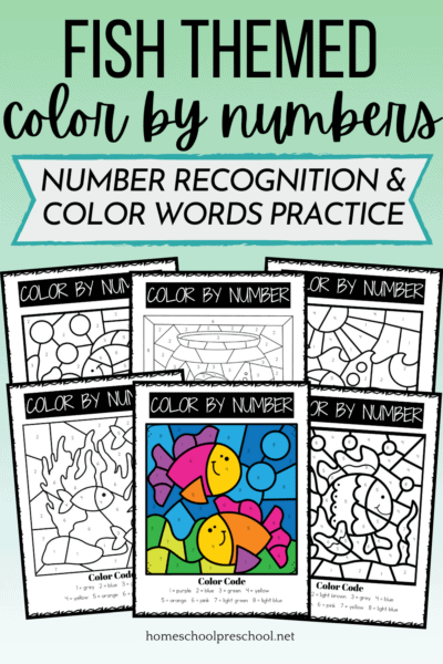 Printable Color By Number Fish Worksheets for Preschool