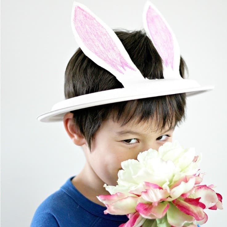 Paper-plate-bunny-ear-hat Rabbit Crafts for Preschoolers