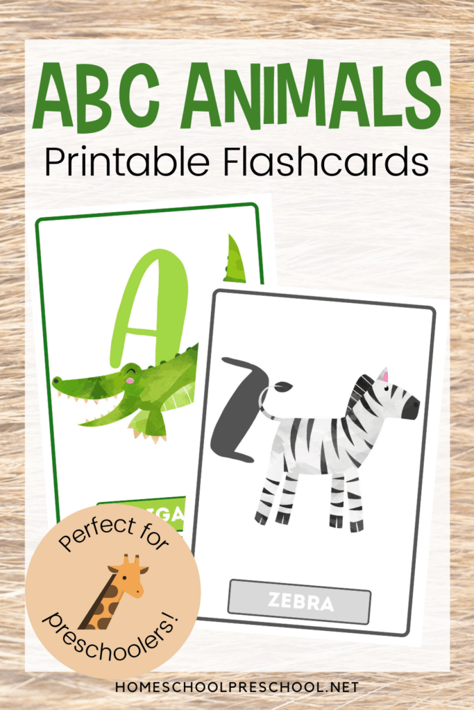 Free Printable ABC Animal Flash Cards for Preschoolers