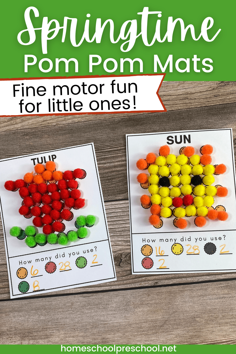 Spring Pom Pom Activities for Preschoolers