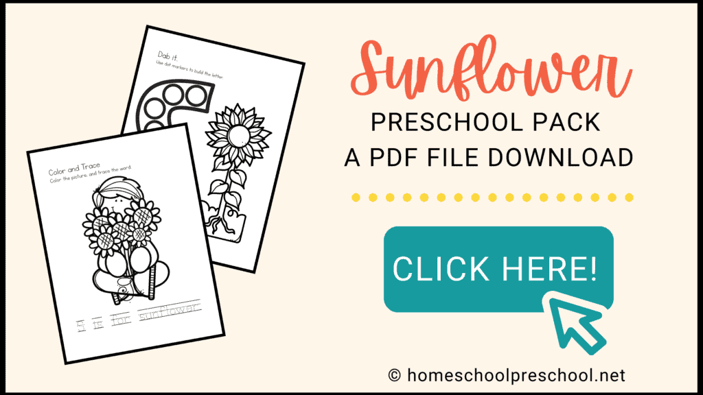Free S is for Sunflower Printables for Preschoolers