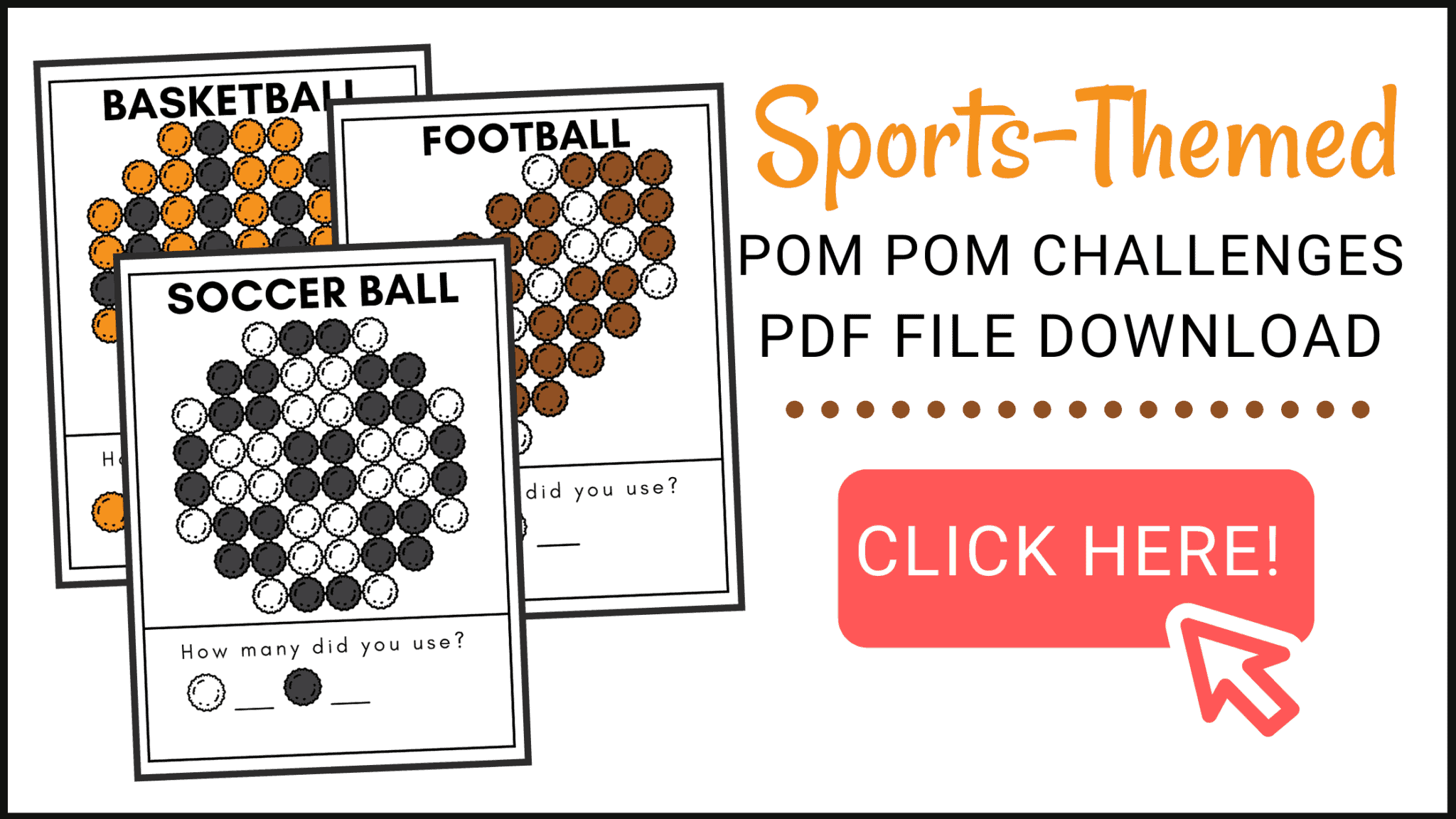 Printable Sports Pom Pom Mats Fine Motor Activities