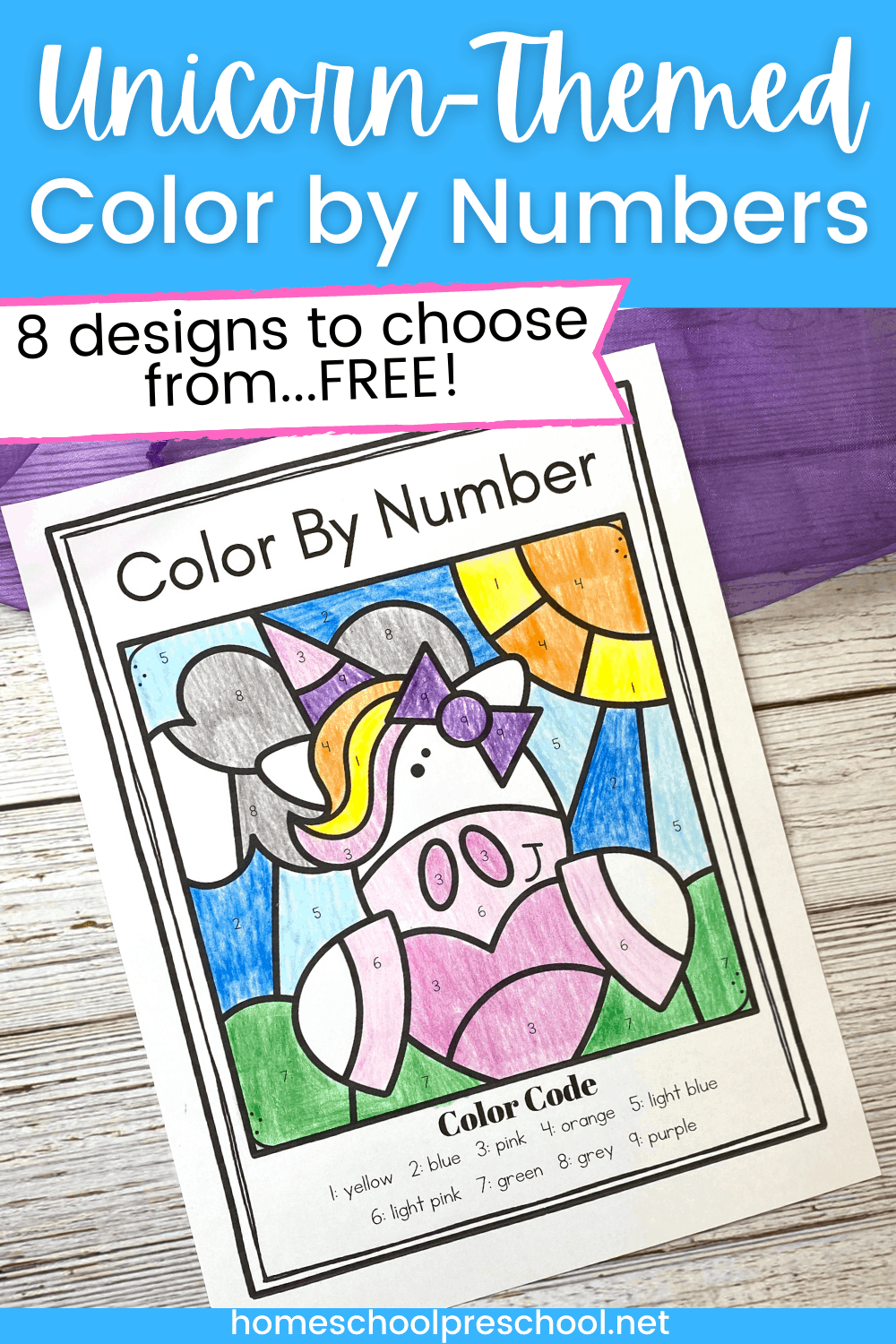 Unicorn Color by Number Printables