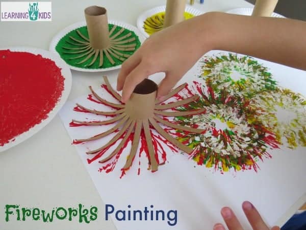 Making-fireworks-with-paint-and-cardboard-rolls.-Great-new-years-celebration-activity Summer Learning Activities for Preschool