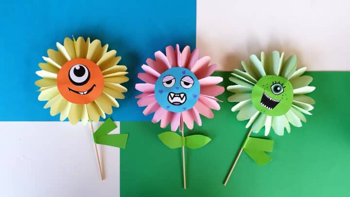 Paper-Monster-Flowers-1-720x405 Paper Crafts for Preschoolers