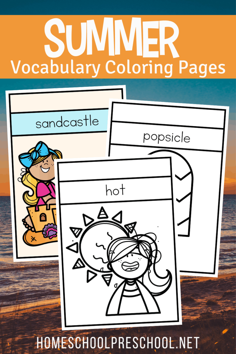 Summer Vocabulary Coloring Pages