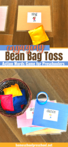 Action Words Bean Bag Toss Game for Preschoolers