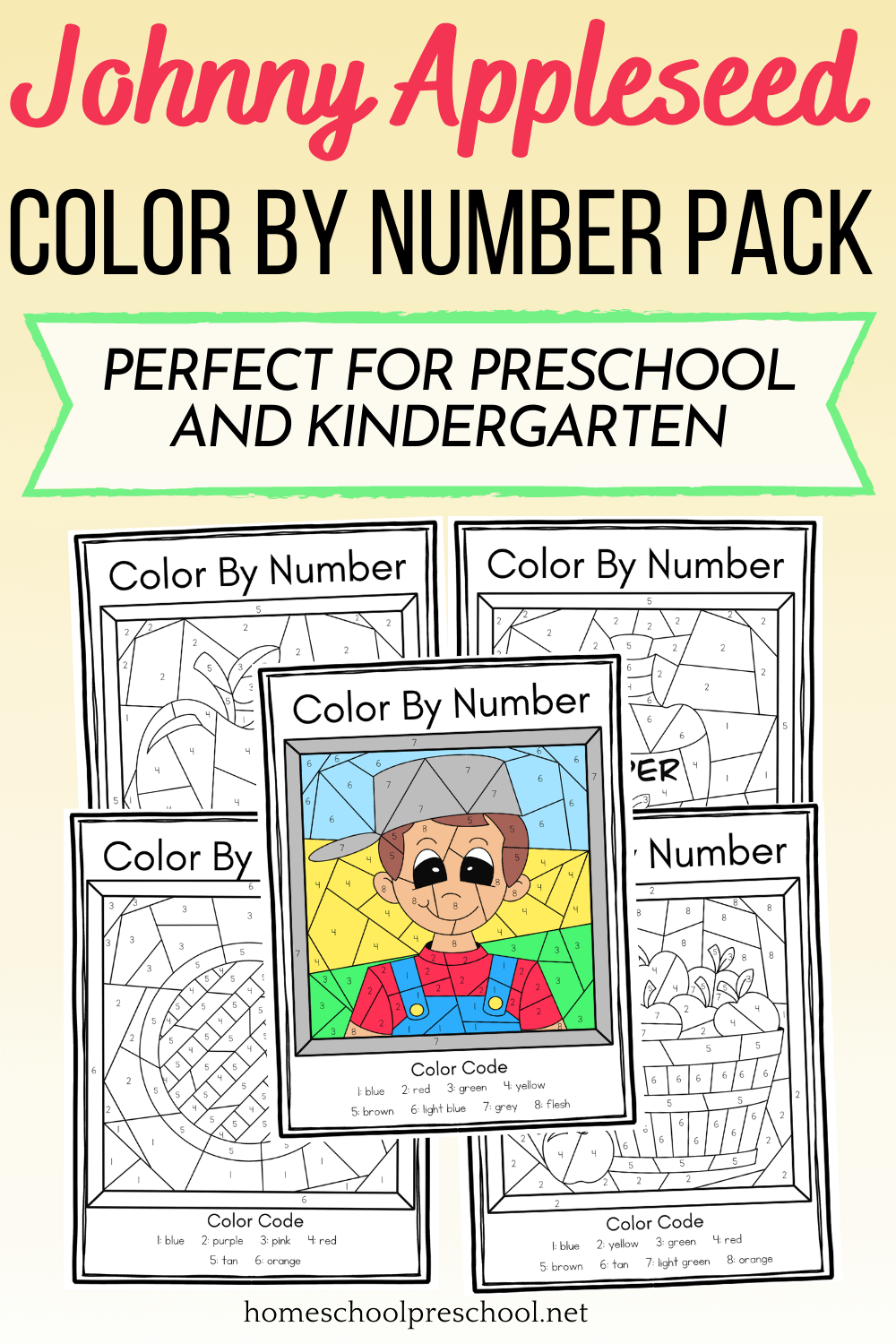 Johnny Appleseed Color by Number